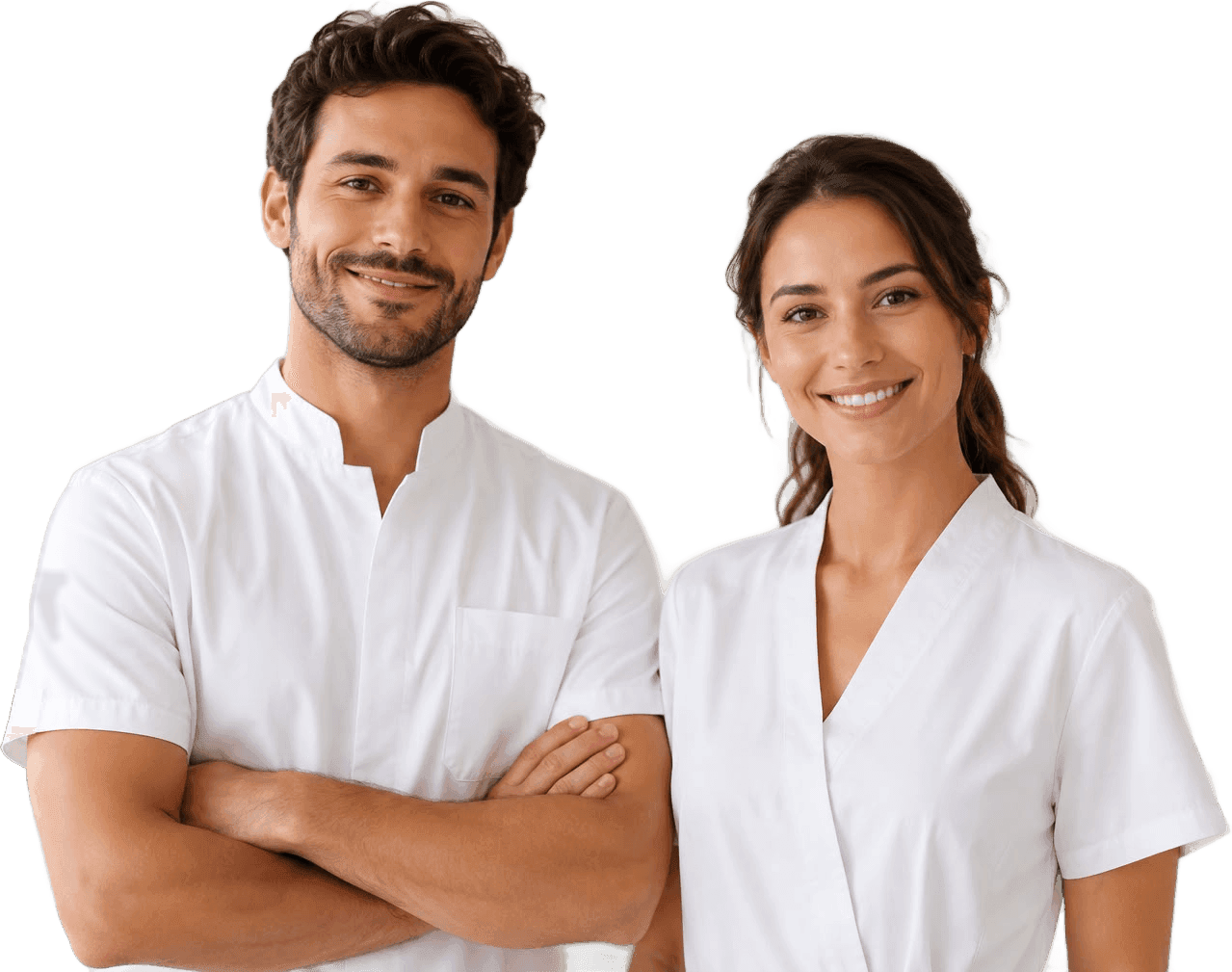 Deux praticiens souriants utilisant MediCare Pro